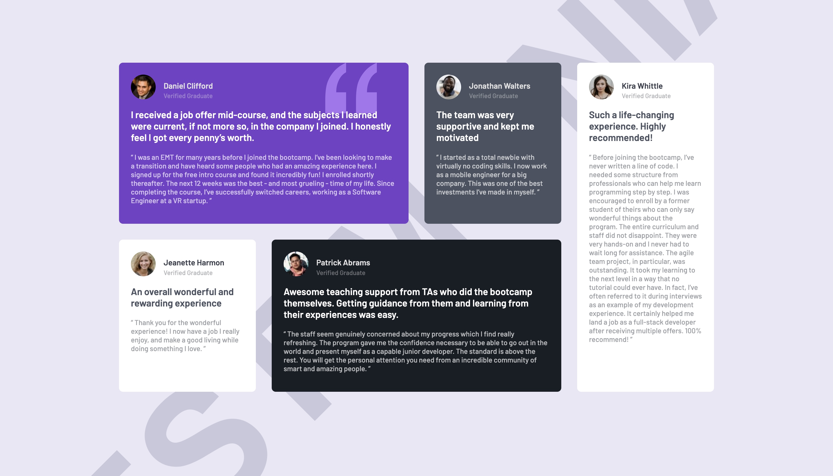 A Preview of the testimonial grid card